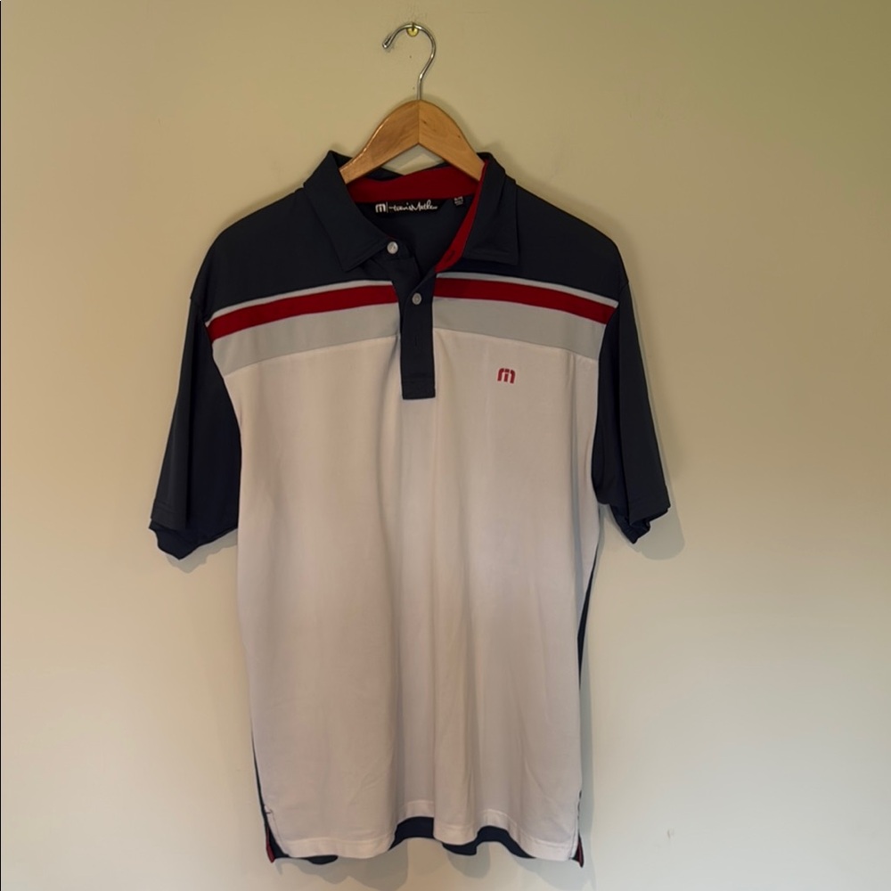 Travis Mathew Red white and blue Polo Shirt with Classic Design
